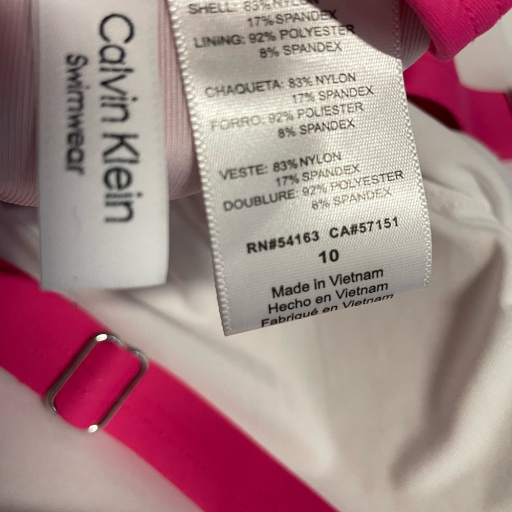 Calvin Klein size 10 bright pink one piece bathing suit - Picture 2 of 10
